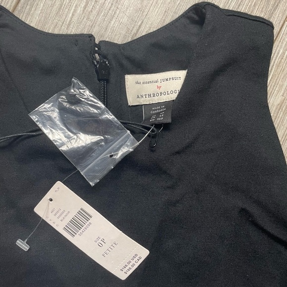 NWT ANTHROPOLOGIE Freya Scallop Essential Black Jumpsuit Size 0 - Picture 5 of 7